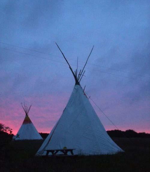 Tipis at sundown