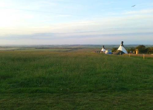 Sunset over the tipis