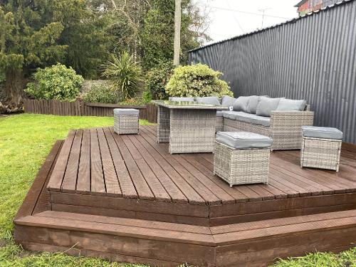 Decking in the garden with seating/dining