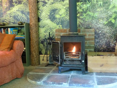 woodburner in the lodge