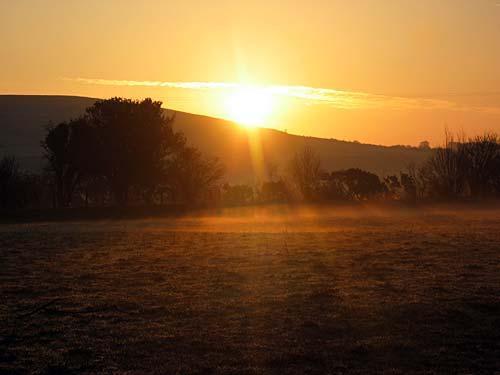 sunrise in rural wales
