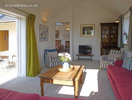 living room and patio