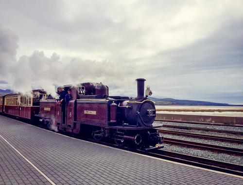 Steam train at Porthmadog station