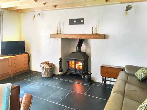 Living area with woodburner