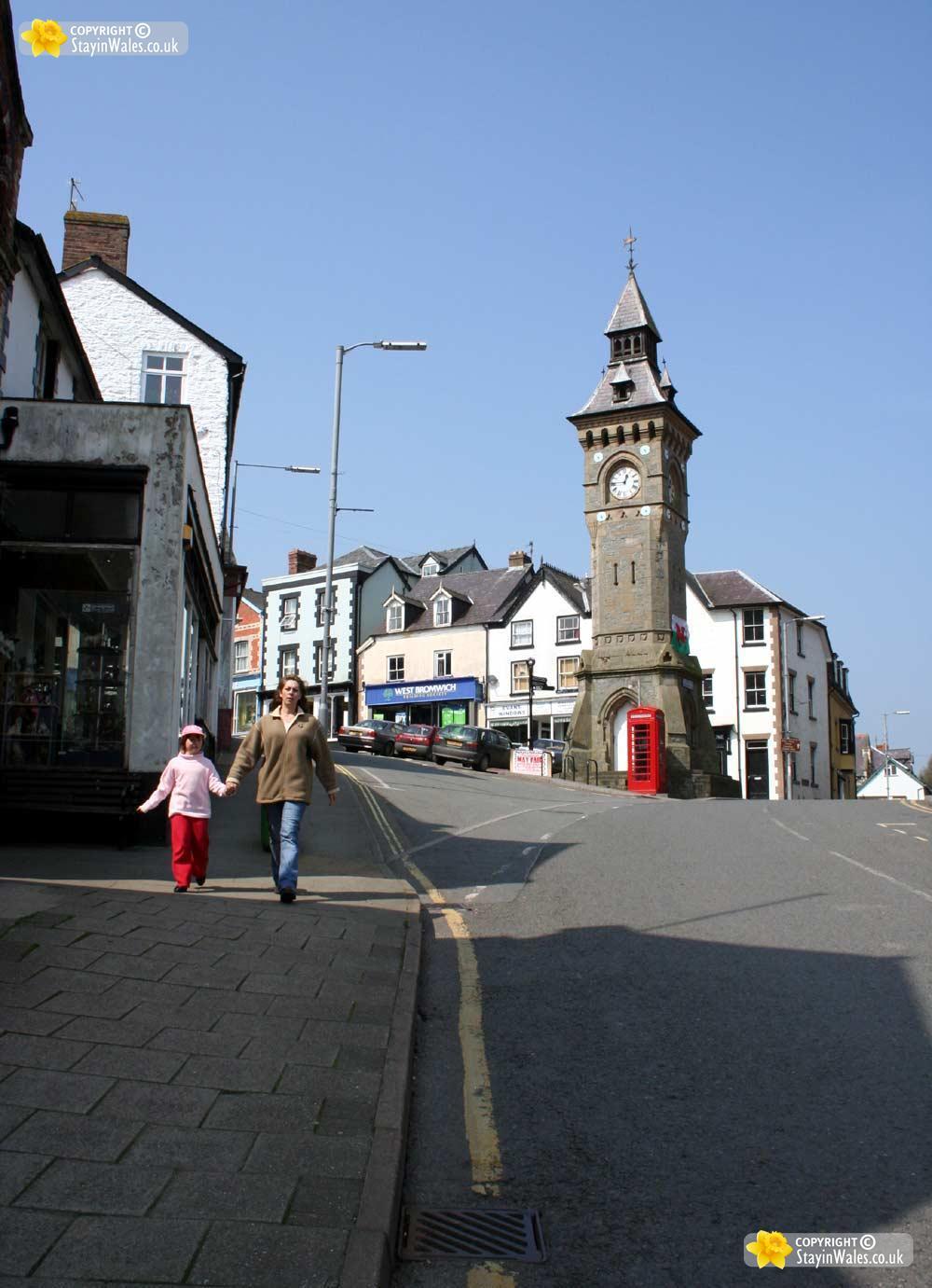 Clock tower in Knighton, Powys