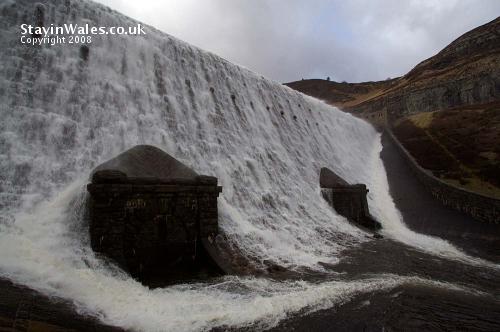 Stormy day at Caban Coch dam in the Elan Valley
