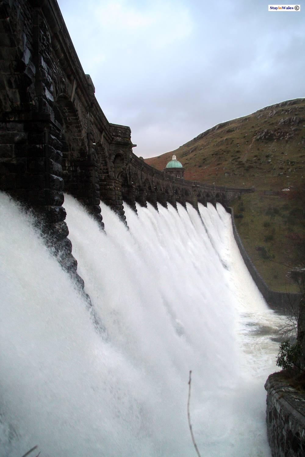 Water Flowing down Craig Goch Dam