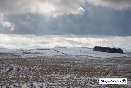 Snow on the Brecon Beacons from the Eppynt