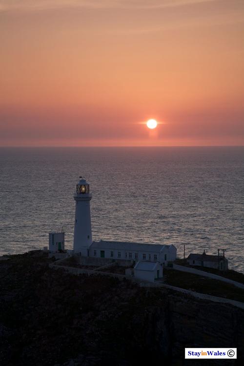 South Stack lighthouse spring sunset