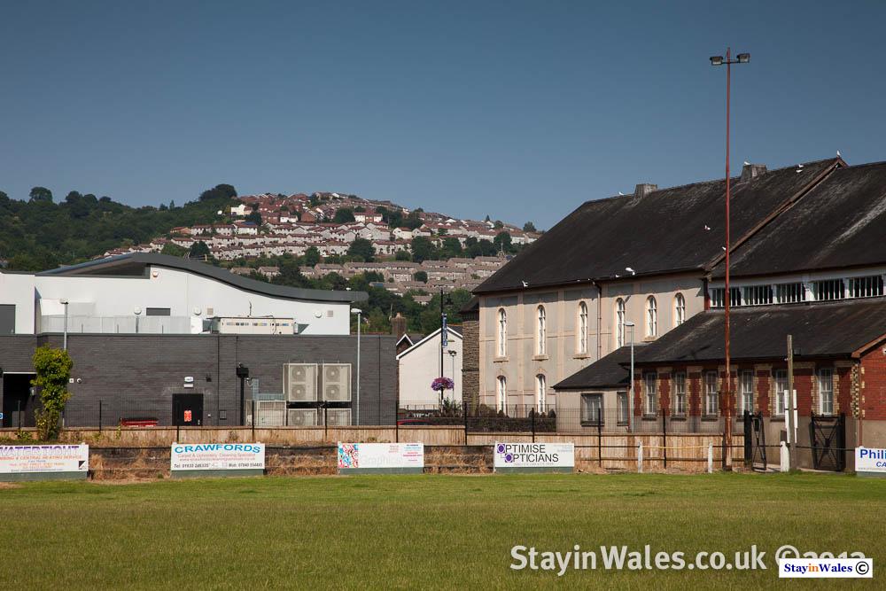 Looking towards Pontymister from the football pitch at Risca